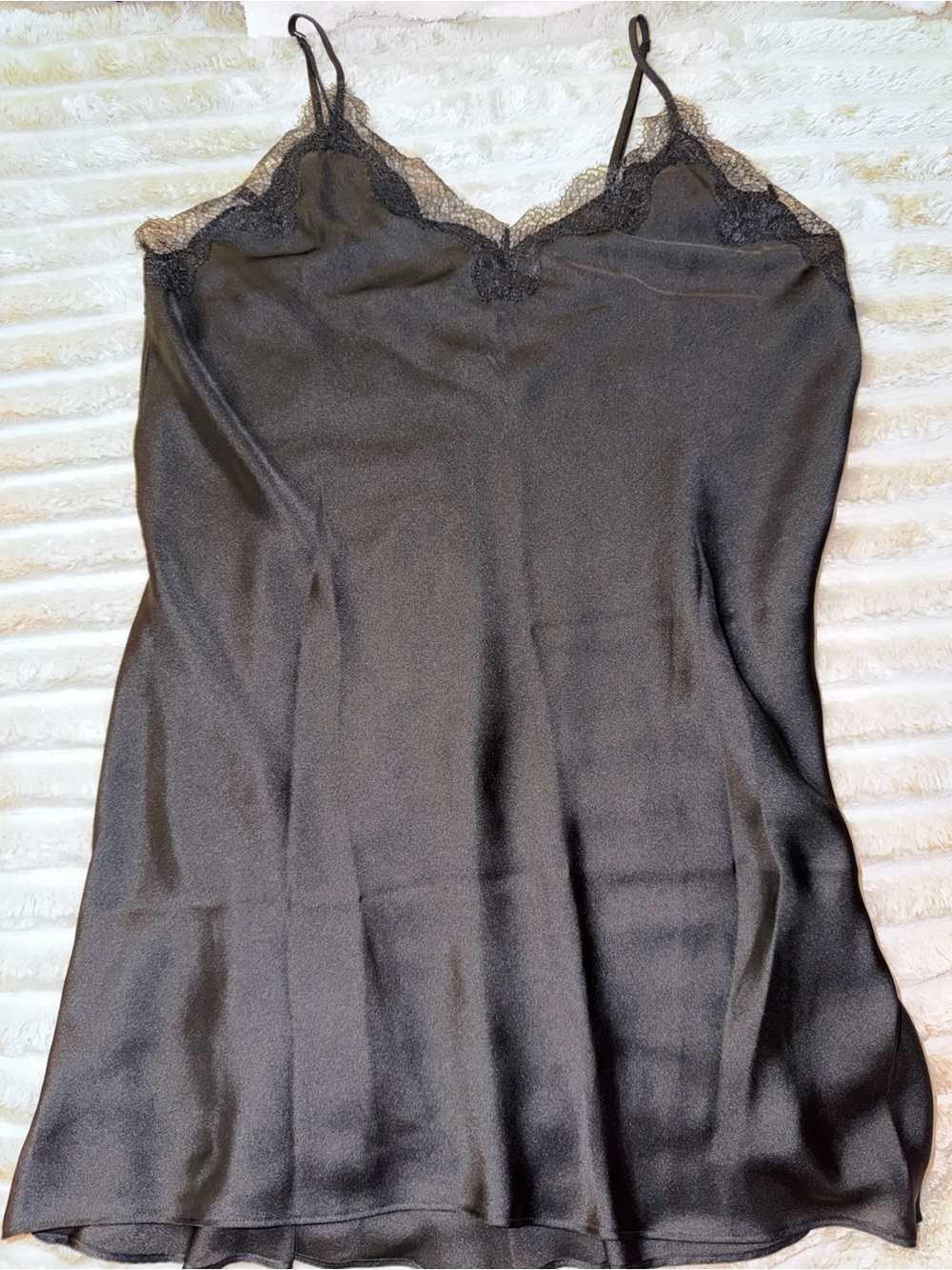 Black Lace-Trim Satin Slip Dress Size Large Victoria’s Secret